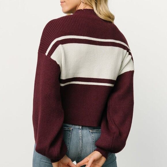 Gilli NWT Brooks Chunky Rib Mock Neck Stripe Box Crop Sweater Plus Size 1X - Picture 2 of 6